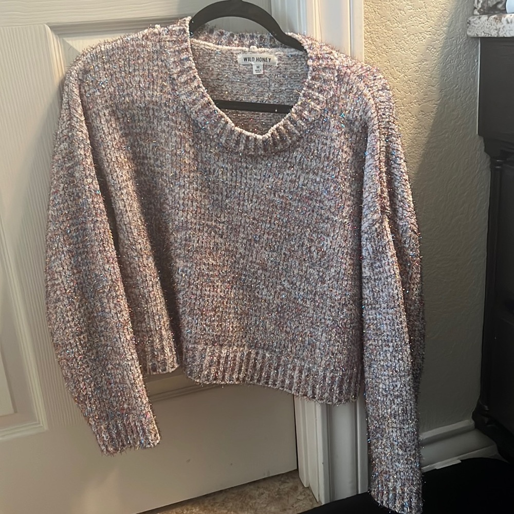 Beautiful Wild Honey sweater with rainbow tinsel in great condition!